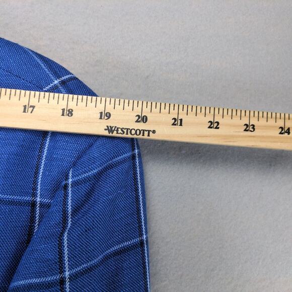 Alan Flusser Linen Blend Blue Plaid Sports Coat Men's 44R Blazer Jacket Tweed - Picture 5 of 10